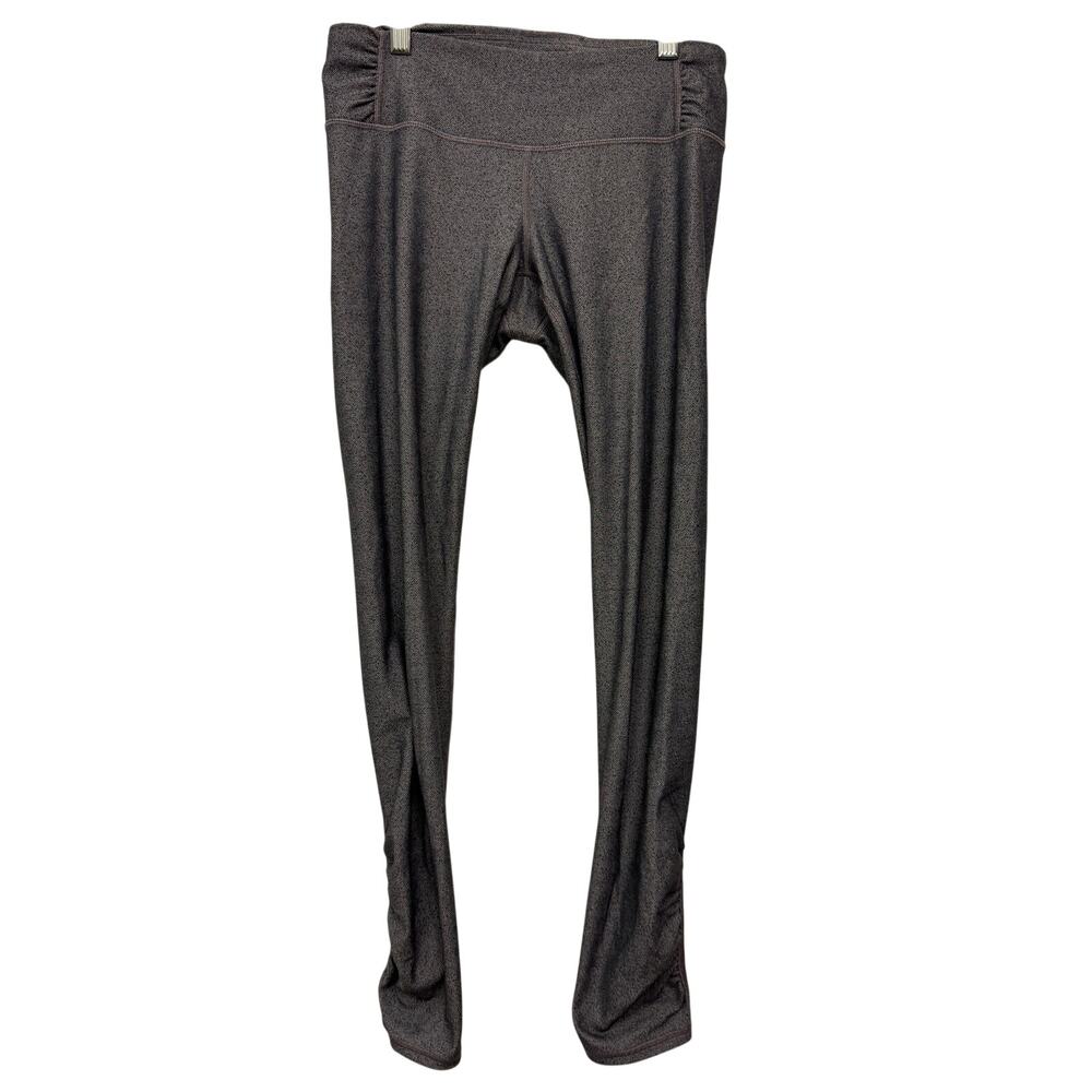 Athleta Gray Herringbone Leggings Women's Small High Rise Ruched Ankle Yoga